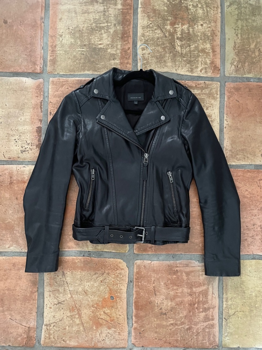 Mackage for Aritzia Size XS  Black Lambskin Leather Moto Jacket